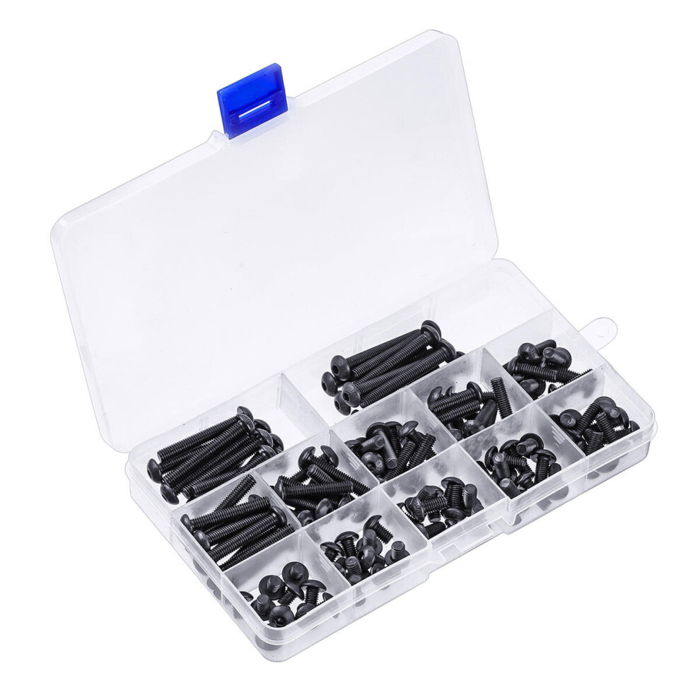 120Pcs M5 Hex Socket Button Head Screw 10.9 Grade Carbon Steel Bolt Assortment