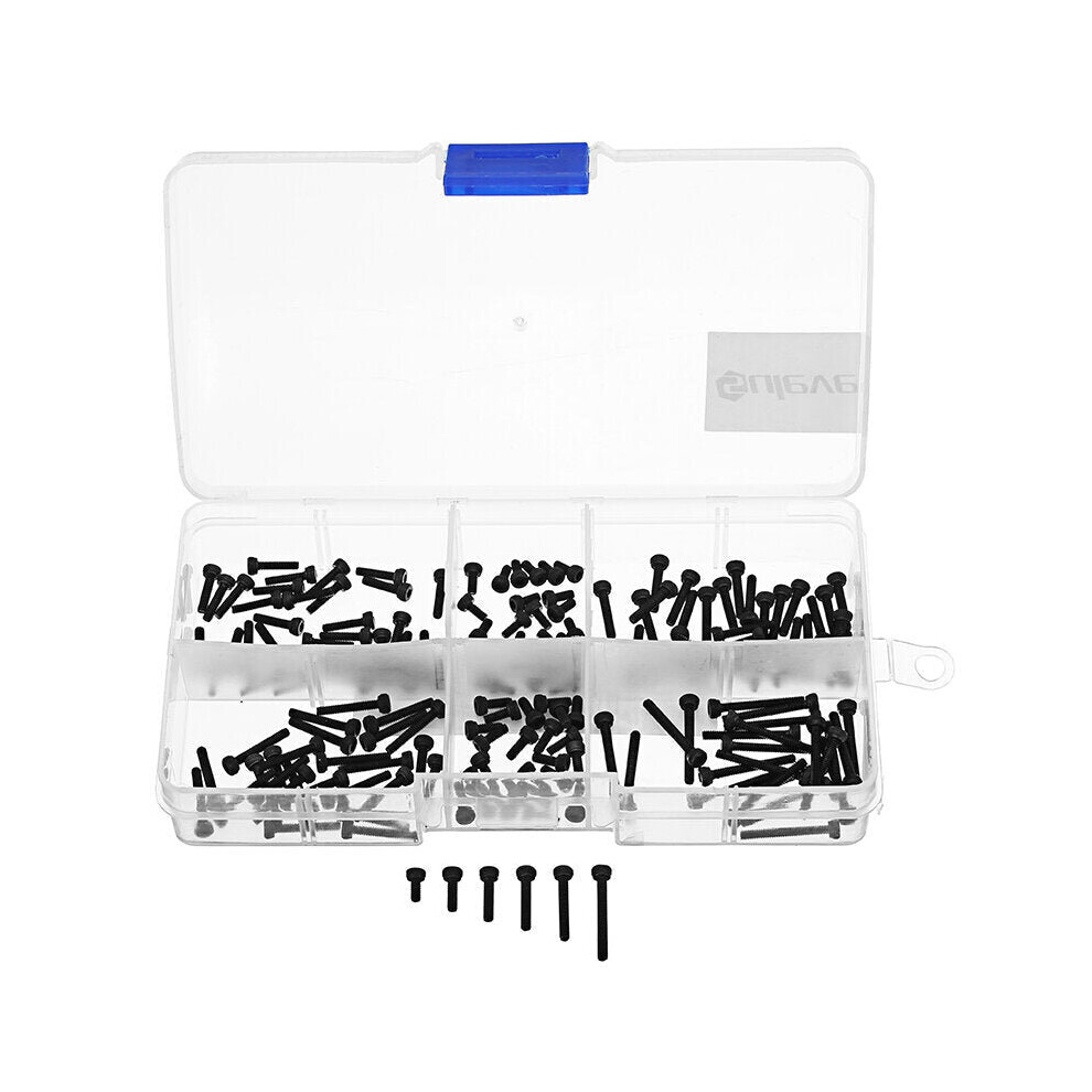 M2 Carbon Steel Allen Bolt 4-16mm Hex Socket Cap Screw Metric Assortment Kit 180pcs