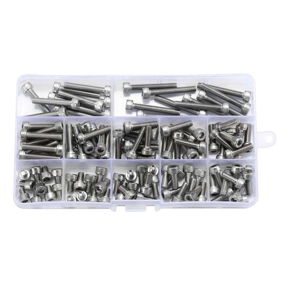 120Pcs M5 304 Stainless Steel Hex Socket Cap Head Screw Bolts Assortment Set 3654659460127