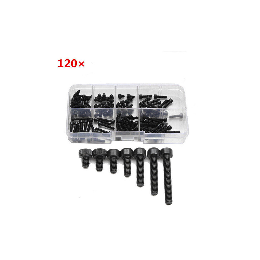 M3CH5 M3 Carbon Steel Allen Bolt 5-20mm Hex Socket Cap Screw Metric Assortment Kit 120pcs