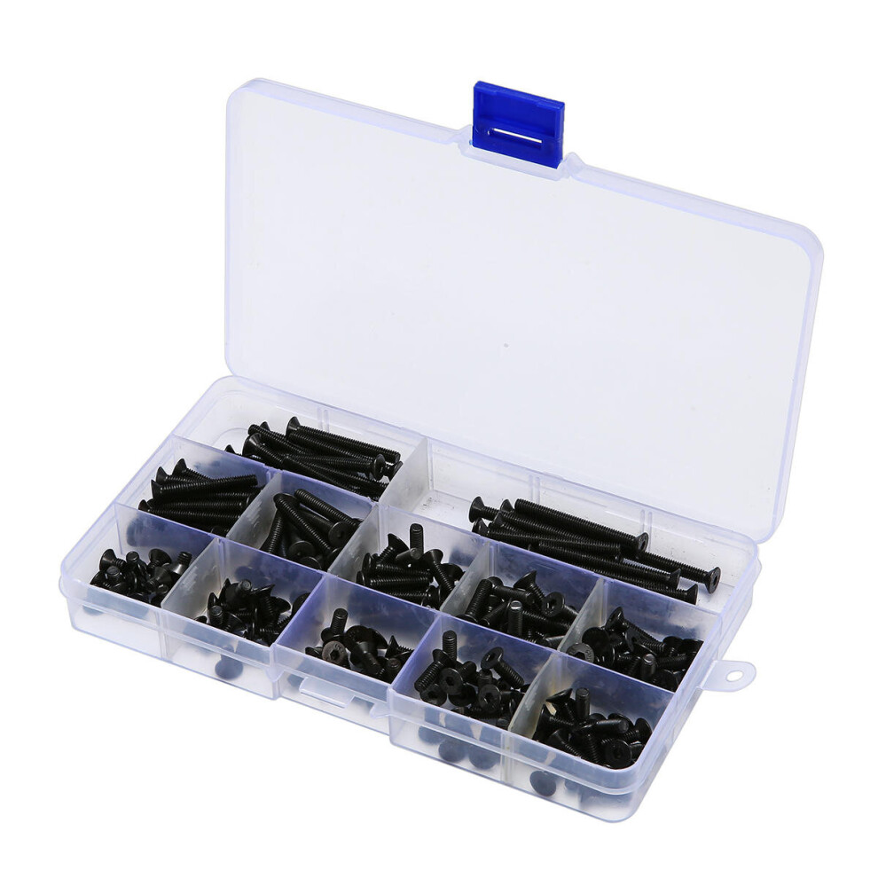 M4ch3 180Pcs M4 Hex Socket Flat Head Screw 10.9 Grade Carbon Steel 6-40Mm Bolt Assortment 3654659459015