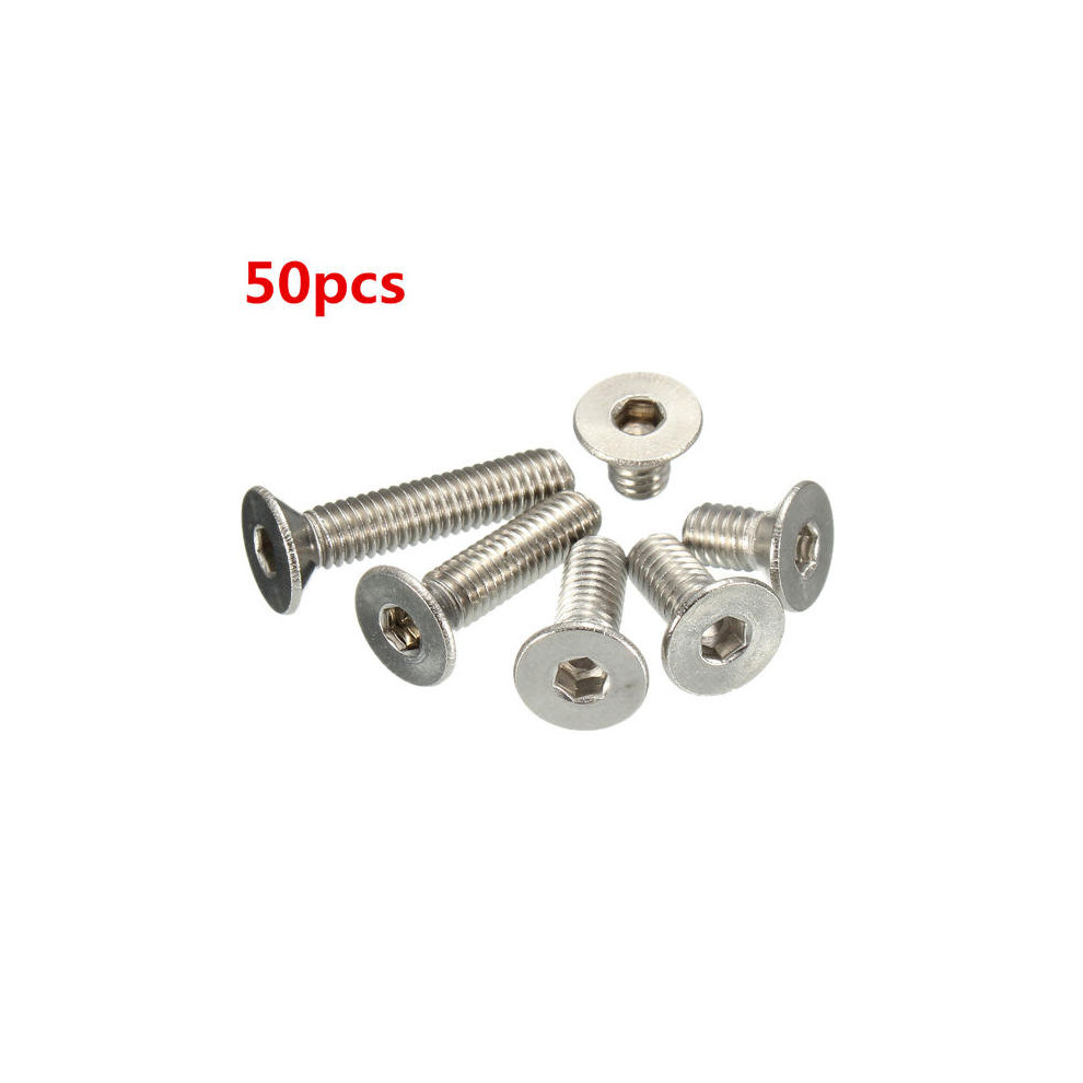 (20mm) M4SH2 50pcs Metric M4 Stainless Steel Countersunk Flat Head Hex Socket Cap Screw Bolts