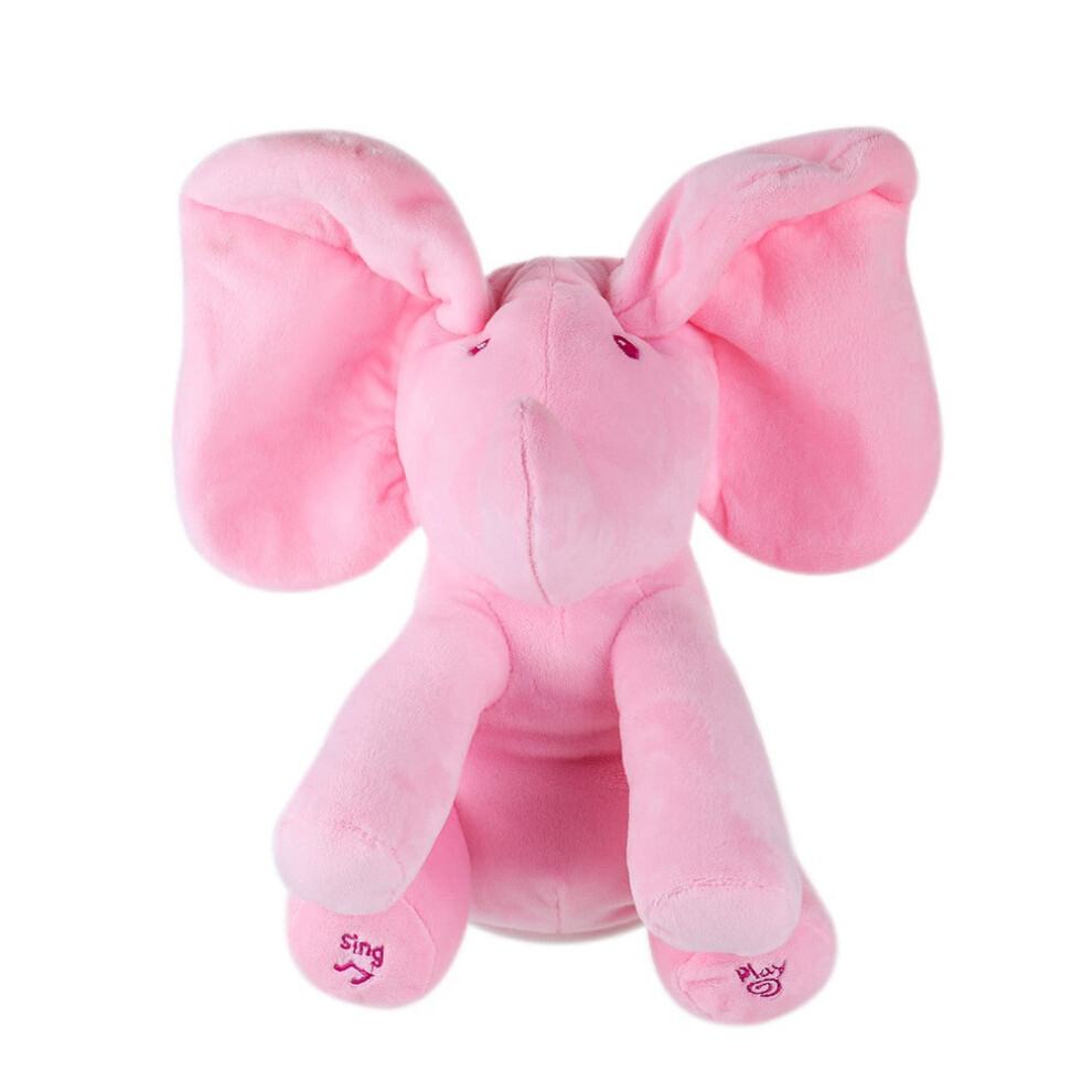 (Pink) Electric Adorable Small Elephant Animated Flappy Push Doll Kids Present