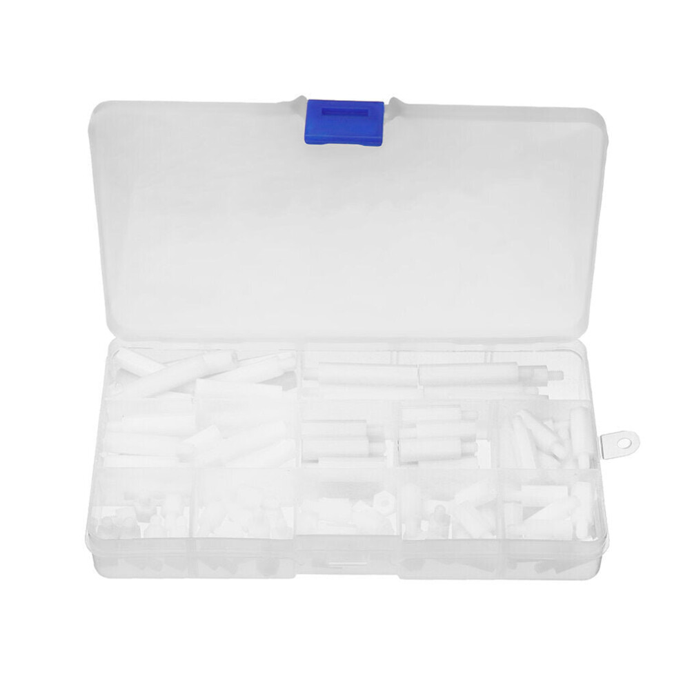 (White) M4nh4 110Pcs M4 Nylon Hex Screw Black/White Female To Male Pcb Standoff Column Set 3654659462879