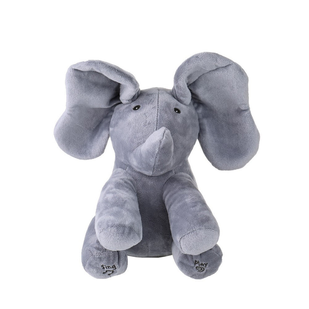 (Grey) Electric Adorable Small Elephant Animated Flappy Push Doll Kids Present