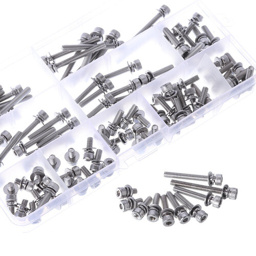 88Pcs M5 Hex Socket Knurled Cap Head Screw 304 Stainless Steel Bolt Assortment Set 2