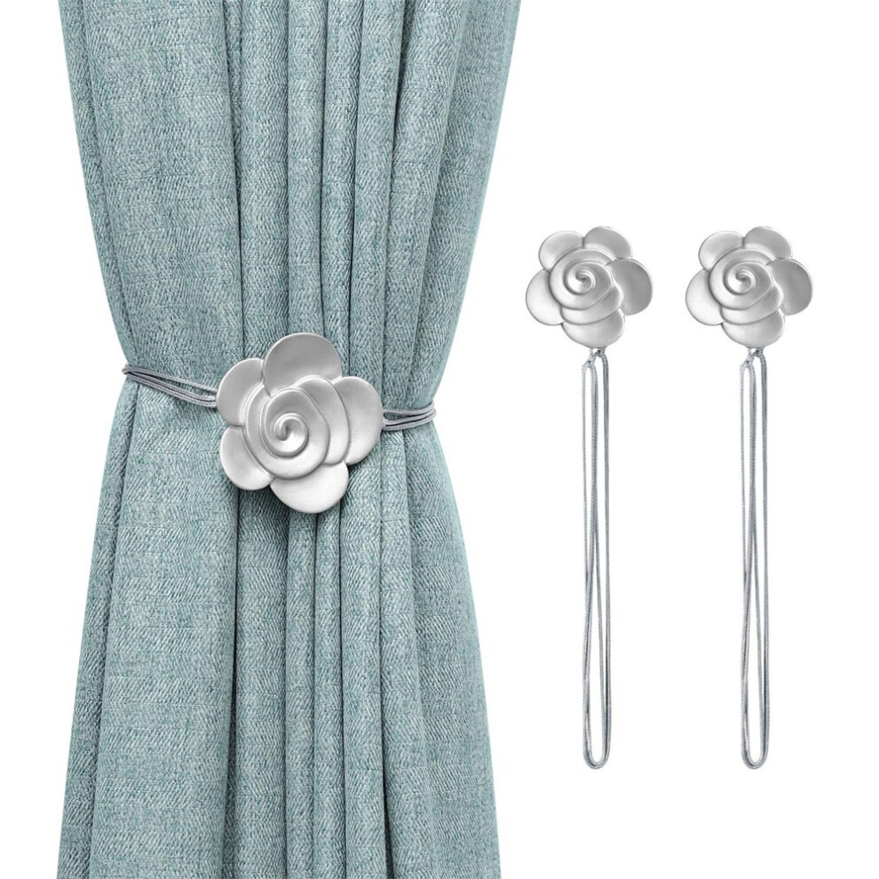 2pcs Camellia Magnetic Curtain Buckle 50cm Polyester Rope Straps Accessories