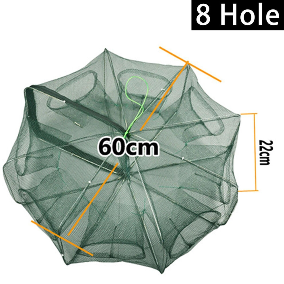 (8 Hole) 8/12/16 Holes Automatic Fishing Net Shrimp Cage Nylon Foldable Crab Fish Trap
