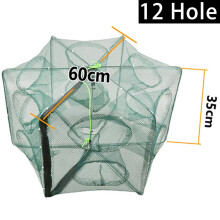 (12 Hole) 8/12/16 Holes Automatic Fishing Net Shrimp Cage Nylon Foldable Crab Fish Trap