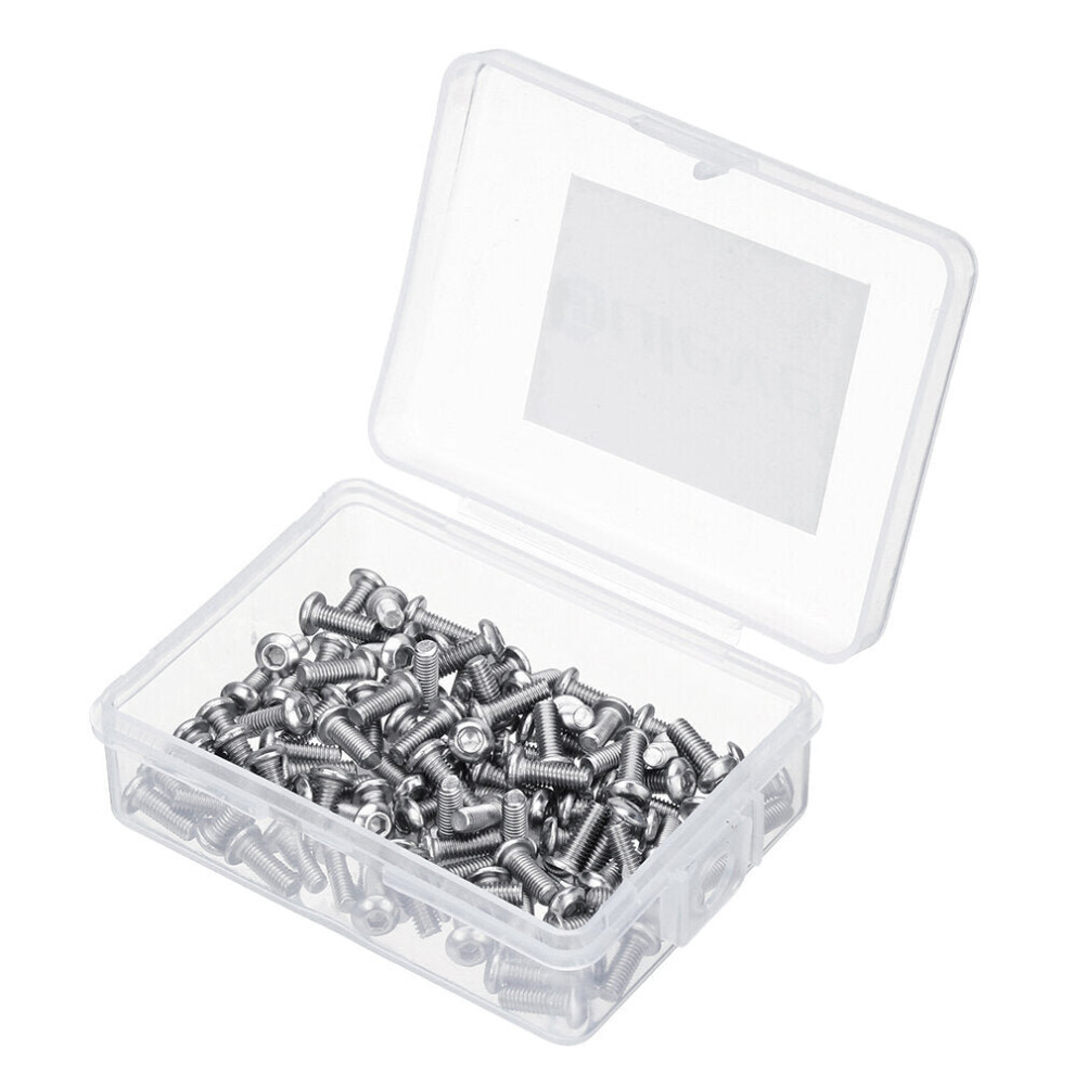 (4Mm) M3ss4 100Pcs Metric M3 304 Stainless Steel A2 Button Head Hex Socket Cap Screw Bolt 3654659458919