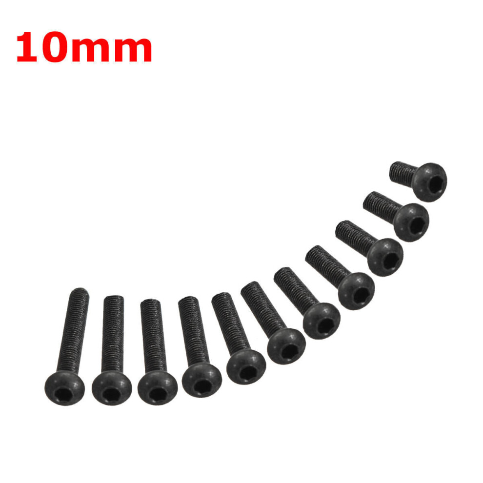 (10.0mm) 50Pcs Metric M3 304 Stainless Steel A2 Button Head Hex Socket Cap Screw Allen Bolt 10.9 Grade