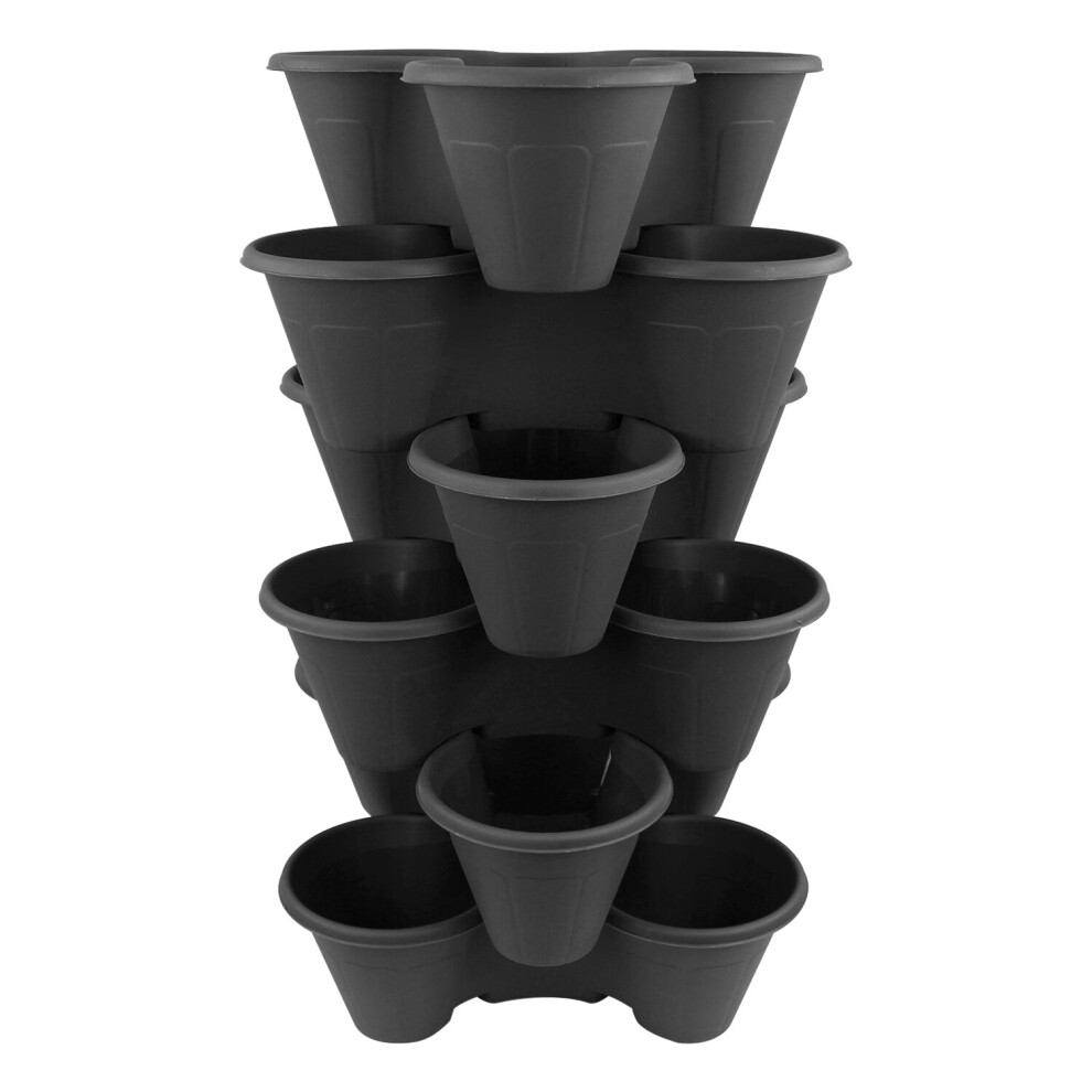 (6) Strawberry Planters Stackable Garden Vertical Outdoor Plant Pot Flower Herbs Box