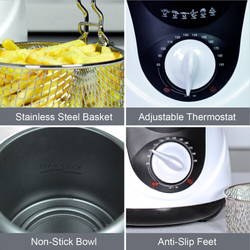 Quest Quest 35150 1L Deep Fat Fryer / Non-Stick Basket With Removable Handle 2