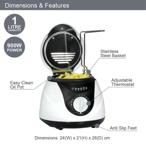 Quest Quest 35150 1L Deep Fat Fryer / Non-Stick Basket With Removable Handle 1