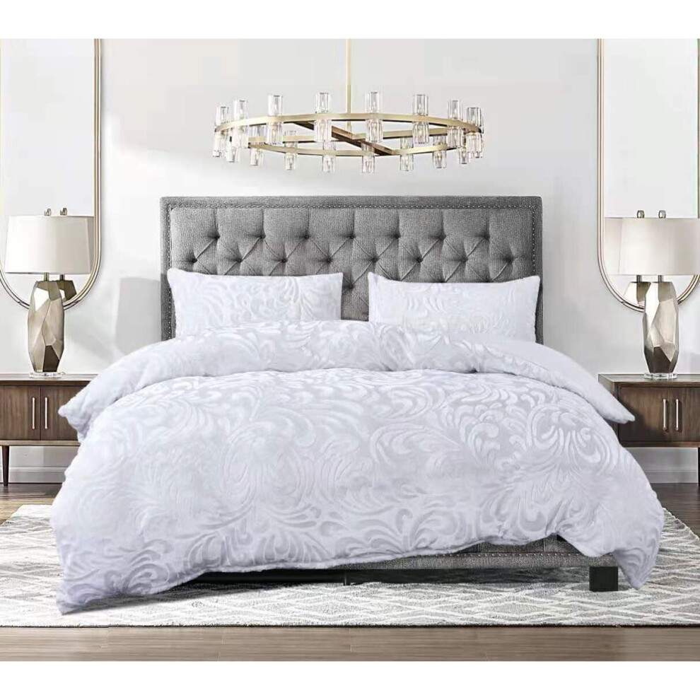 Prime Lenins (White, King) New Teddy Fleece Duvet Cover Crushed Velvet Bedding Sets For Winter In All Sizes