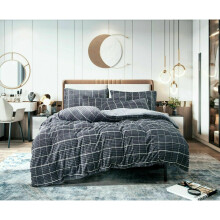 (Stripe Grey_Silver, Single) New Teddy Fleece Duvet Cover Crushed Velvet Bedding Sets for winter in all sizes