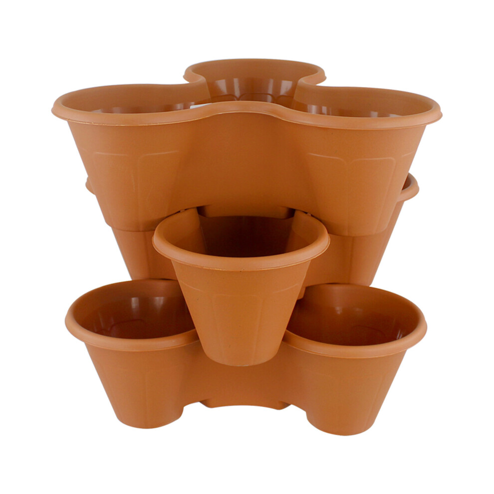 (3) Vertical Strawberry Garden Stackable Outdoor Planters Plant Pot Herb Box Flowers