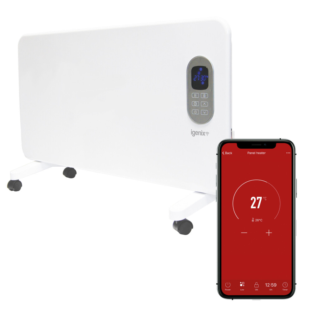 Igenix IG9520WIFI Smart Electric Panel Heater with Amazon Alexa, Freestanding with Castors or Wall Mountable Heater