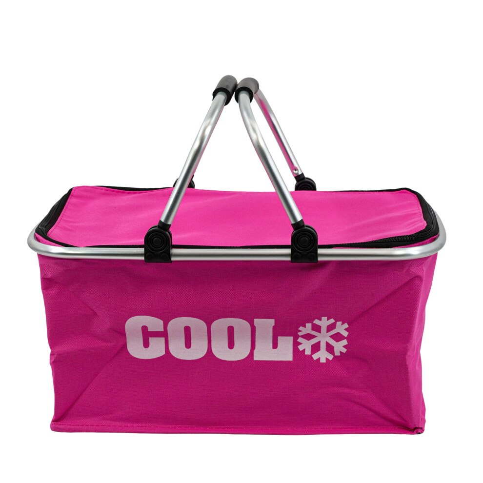 (Pink) GEEZY 35 L Insulated Folding Picnic Camping Shopping Bag Cooler Cool Basket Box Hamper