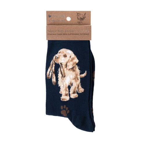 Wrendale Wrendale Hopeful Dog Navy Bamboo Socks