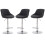 Set of 3 Black Milan Bar Stools, swivel height adjustable bar stools 1