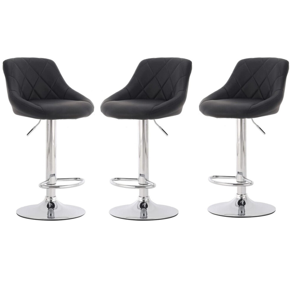 Set of 3 Black Milan Bar Stools, swivel height adjustable bar stools