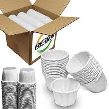 500 Pack - RE-GEN - Wax Paper Medicine Pot 28ml | Fluid Resistant to Allow Use with Liquids | Ideal for Medication Distribution in Care Homes and
