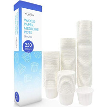Wax/Waxed Paper Medicine Pots, Ramekin, Soufflé Cups, Portion Cups, Sauce Dipping Pots, 28ml / 1oz - Pack of 250 Pieces