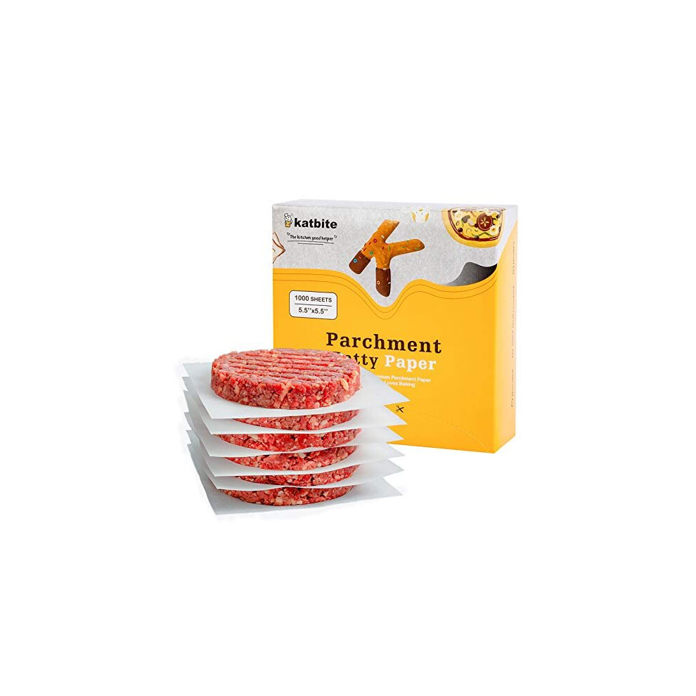 katbite 14 cm Burger Paper 1000 Pcs, katbite 5.5 x 5.5 inches Non Stick Hamburger Patty Parchment Paper, Baking Paper Square for Baking, Patty Se