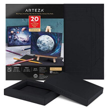 Arteza Black Paper Sketchbook, Foldable Artist Paper, 12.7 x 16.7 cm, 20 Sheets, Heavyweight Art Pad, 246 lb, 400 gsm, Acid-Free, Cold-Pressed Wo