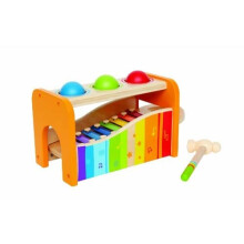 Hape Pound & Tap Bench with Slide-Out Xylophone by Hape | Award-Winning Durable Wooden Musical Pounding Toy for Toddlers, Multifunctional and Bri