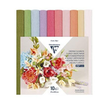 Clairefontaine 995000C Florist Crepe Paper, 25 x 100 cm - Assorted Pastel Colours, Pack 10