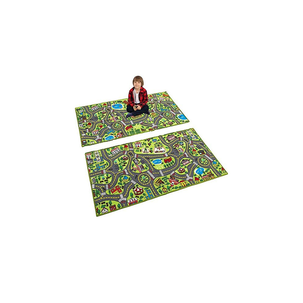 2 Pack Playmat City Life Carpet Playmat For Kids Age 3+, Jumbo Play Room Rug, City Pretend Play Joyin