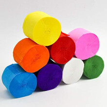 8 Rolls Crepe Paper Streamers in 8 Colors, Wedding Birthday Baby Shower Graduation Colorful Candyland Party Decoration Backdrop, Rainbow DIY Supp