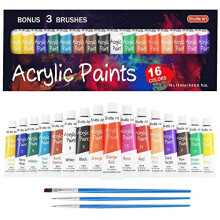 Shuttle Art Akrylfrgsset 16 x12 ml Rr Konstnrskvalitet Giftfria Rika Pigment Frger Perfekt fr barn Vuxna Professionell mlning p duk Tr Le