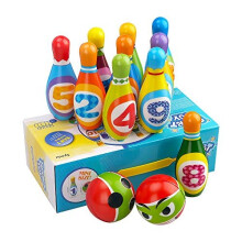 CITSKY Educational Bowling Set with 10 Bowling Pins and 2 Balls for Toddlers Boys Girls - Prefect Indoor & Outdoor Toy