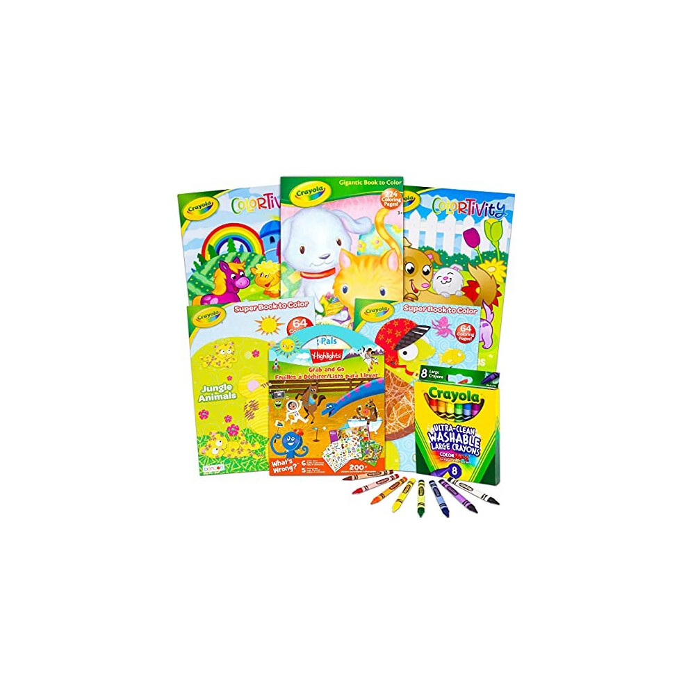 Crayola Coloring Books for Kids Toddlers Crayola Learning Set Bundle - 13 Pc Crayola Animal Coloring Activity Books with Crayola Learning Crayons