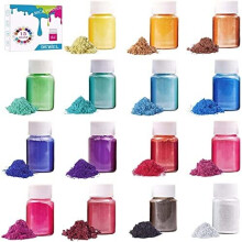 DEWEL Mica Powder for Epoxy Resin Pigment , Set of 15 Colous Pigment for Slime, Powder for Soap Dye for Nail Art Eye Shadow Candle Making Makeup