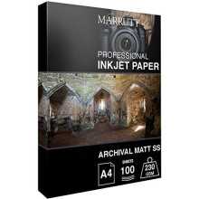 Marrutt 230gsm Archival Matt Single Sided Inkjet Photo Paper: A4-100 Sheets