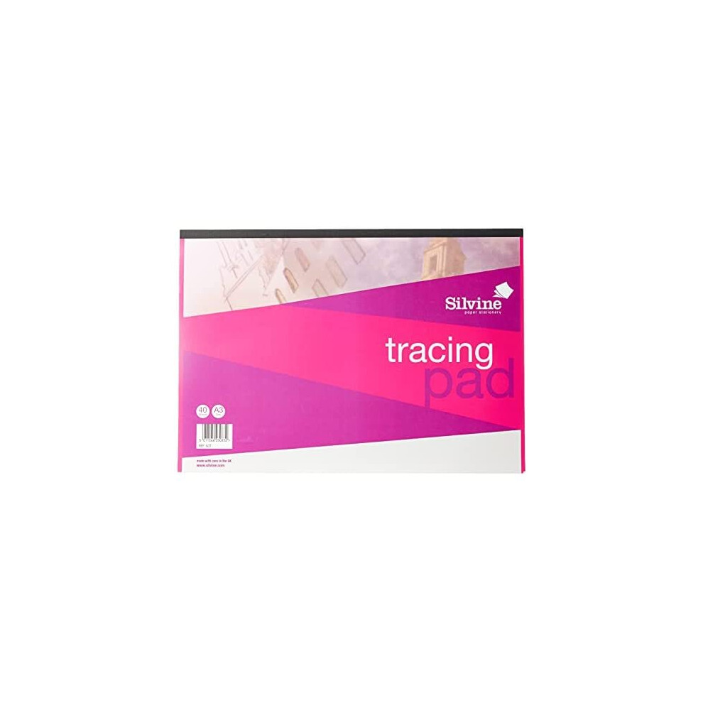 Silvine A3 Everyday Tracing Pad. 40 Sheets of Quality Lightweight Tracing Paper (63gsm) Ref A3T