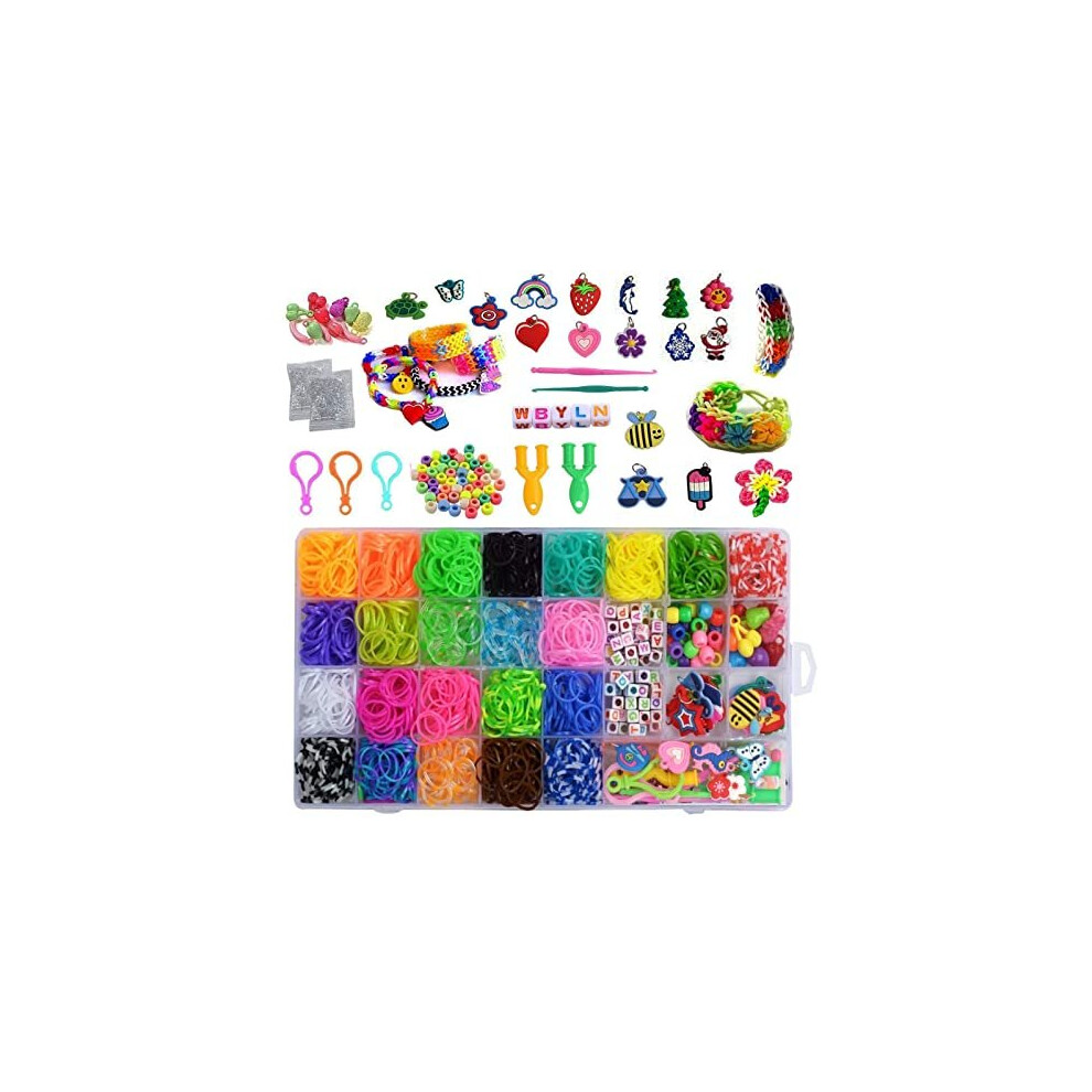 Loom Bands Kit,Rubber Bands Kit for Girls/Boys 23 Colors with Clips Charms Beads Friendship Bracelet Making Kit DIY Weaveing Bands Set