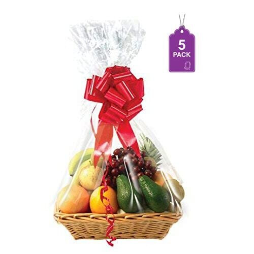 Purple Q Crafts Διαφανείς Τσάντες Καλαθιών, Μεγάλες Διαφανείς Σακούλες Δώρων 24"x30" (5)