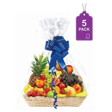 Purple Q Crafts transparente Korbbeutel, 5 Stck, groe transparente Zellophanfolie fr Krbe und Geschenke, 76,2 x 101,6 cm, 1,5 mm dick (5)