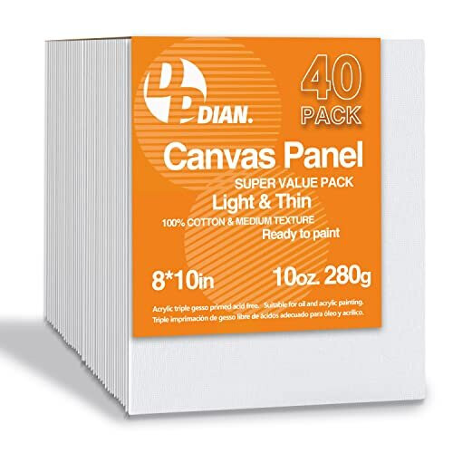 Placas de lona para pintar 40 pacote de 8 polegadas x 10 polegadas Super Value Pack Pain   is de lona de lona para pintura a    leo e acr   lico