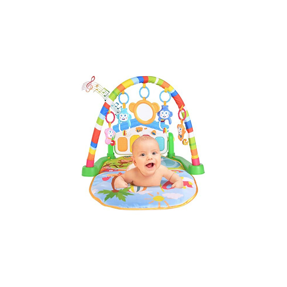 Baby Piano Gym, Kick and Play New-Born Baby Play Mat, Activity Center with Music and Lights, Baby Gym Jungle Play Mats, Gift Toys for Infant and