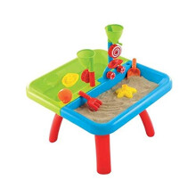 Early Learning Centre - ELC - Sand and Water Table - Indoor & Outdoor Green, Blue and Red Activity Table with 2 Pits and Water Fountain with Lid