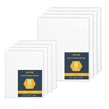 Artme Pre-Stretched Canvas 8pcs - 24x30CM-4pk & 30x40CM-4pk -Assorted Artist Framed Canvas/ 280GSM/100% Cotton/Blank/Triple Primed/Acid Free/Medi