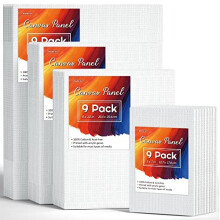 Shuttle Art 36 Pack Canvas for Painting, Blank Canvas Multipack, 5x7, 8x10, 9x12, 11x14 inch (9 PCS of Each), 100% Cotton Primed White Painting C
