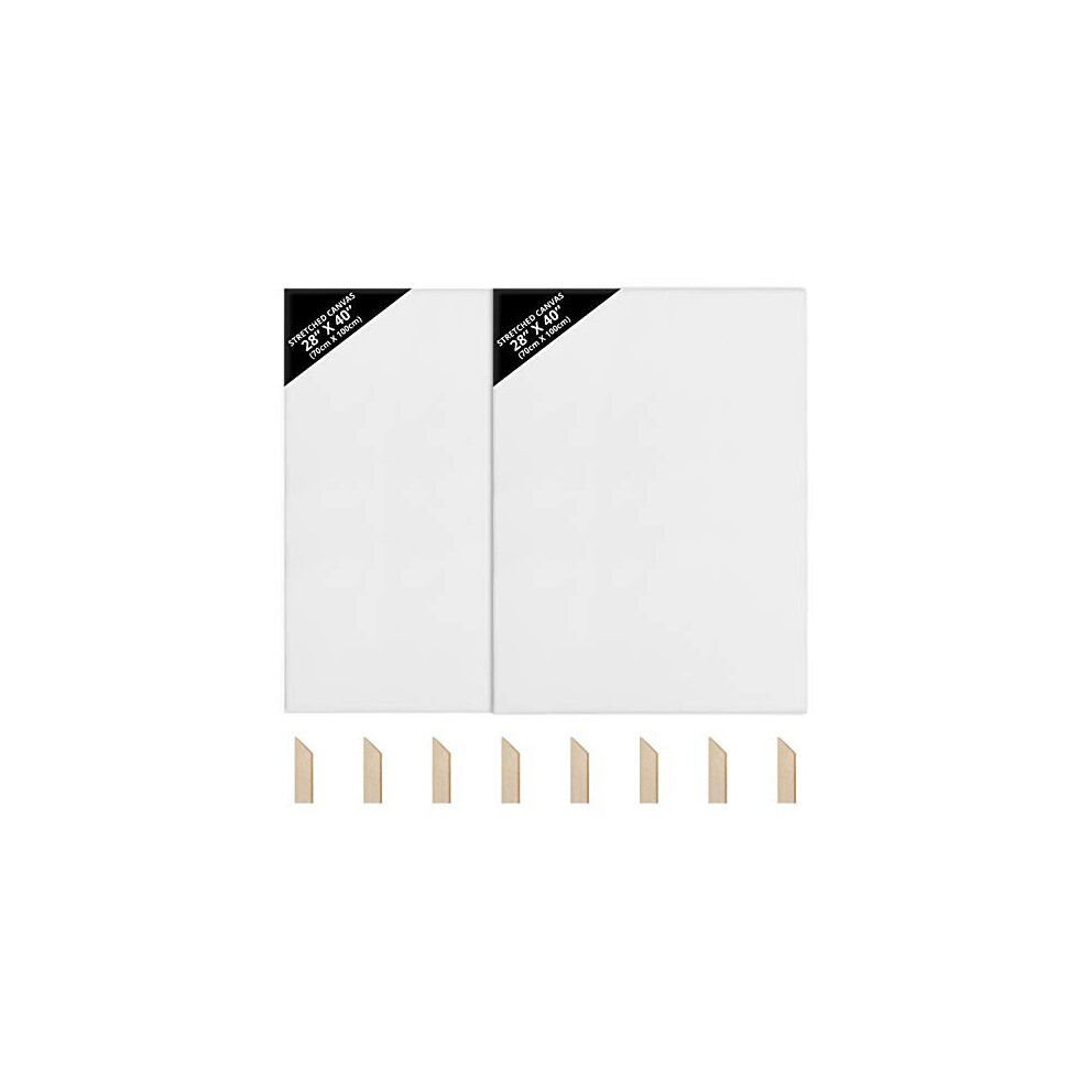 Kurtzy Blank Canvas (2 Pack) - 70 x 100cm (28 x 40 inches) - Extra Large Pre Stretched Canvas Panels with Wooden Wedges - Suitable for Acrylic an