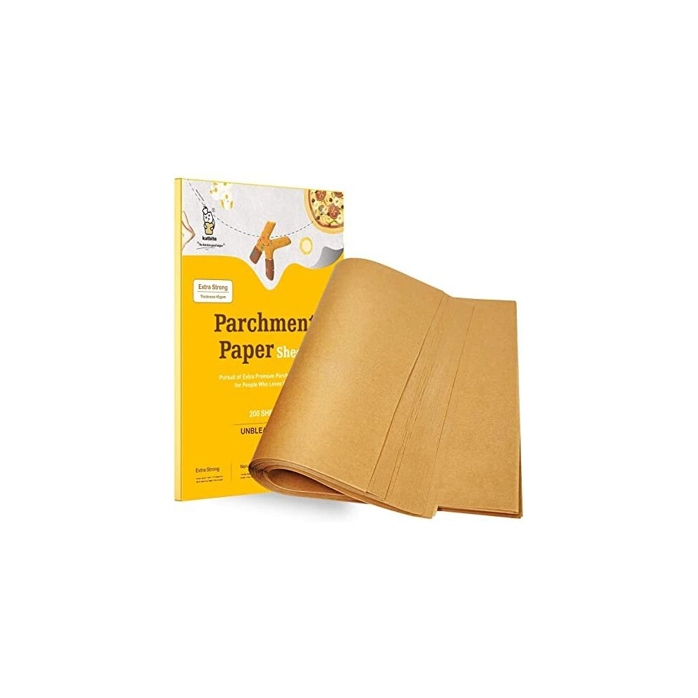 Katbite Heavy Duty Baking Paper Sheets 200 Pcs, 23X33 Cm Precut Parchment Paper For Baking Cookies, Bread, Meat, Pizza